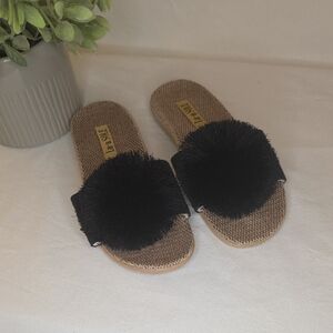 Stylish Black and Tan Slide Sandals